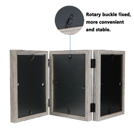 Shampsen 3 Picture Frames 13 x 18 cm Collage Grey with Hinged Triple Foldable Frame Table Top Desk Display Gift for Mother Friend