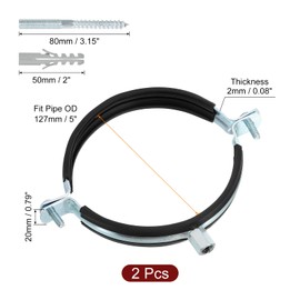 QUARKZMAN 2 Stück Verstellbare Rohrhalterungsklammer, 5" (127mm) Wand- und Deckenmontage Split Ring Rohraufhänger aus feuerverzinktem Eisenrohrbandstütze mit Schraube & Dübel für Rohrleitung