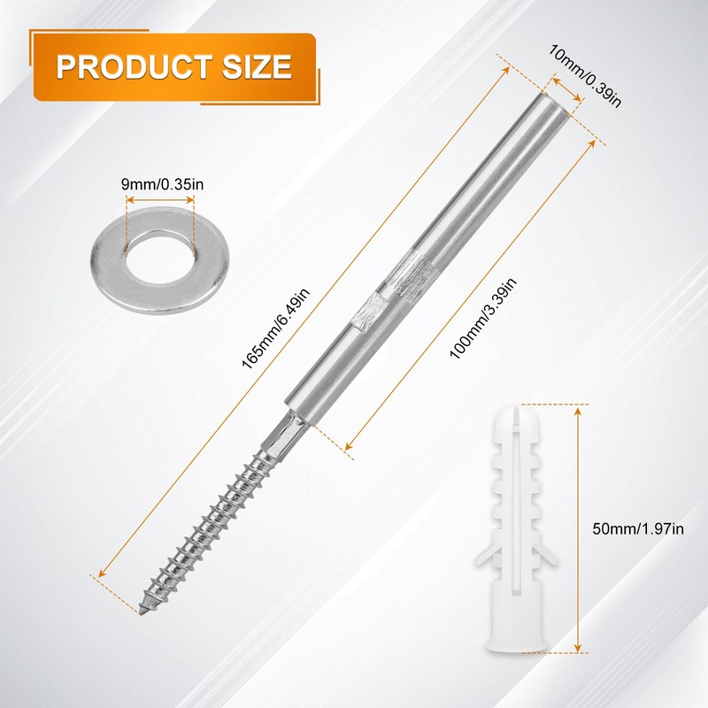 Pack of 4 Invisible Shelf Brackets, Diameter 10 x 100