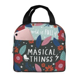 Floral Lunch Box Meadow Florals Theme Lunch Box Cute Lunch Bag For Women,Daisy Flower Red Floral Spring Insulated Pink Picnic Daisy Insulated Lunch Bags For, Office, Picnic, Gift