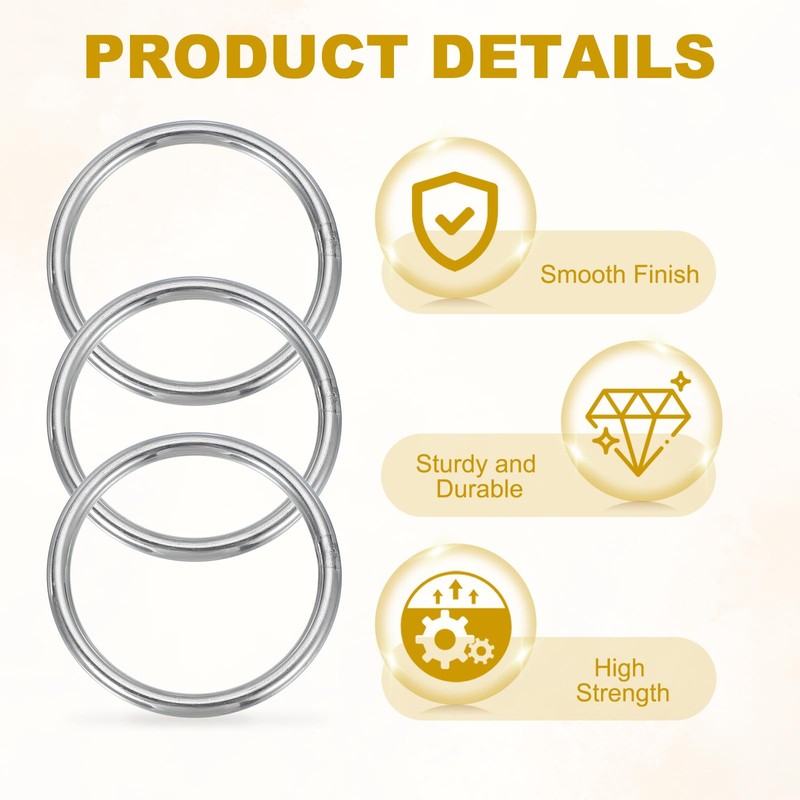 PATIKIL 8 Pcs O Ring 5x60mm O Buckle Welding Round