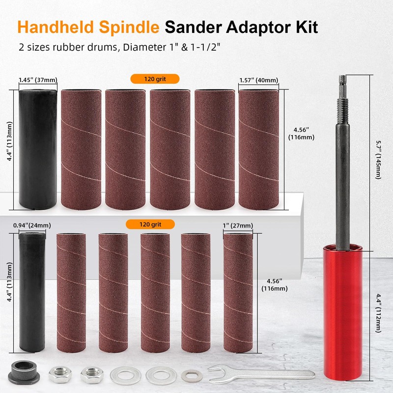 SI FANG Spindle Sander Adaptor Kit Drum Sander for Drill,