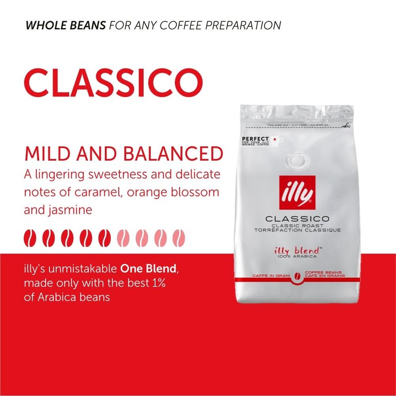 illy Coffee, Classico Coffee Beans, Medium Roast, 100% Arabica Coffee