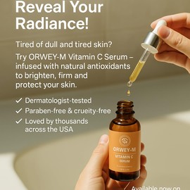 ORWEY-M ORWEY-M Vitamin C Serum with Hyaluronic Acid & Retinol | Anti-Aging & Brightening Face Treatment | 30 ml / 1 Fl Oz