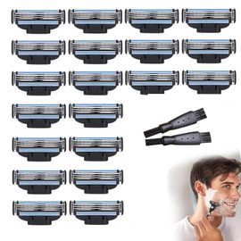 ysister Pack of 20 Mach 3 Blades, Mach 3, Mach3 Razor Blades, Mach 3 Turbo Blades Replacement Blades Razor Blades for Men, Professional Shaving with 2 Brushes