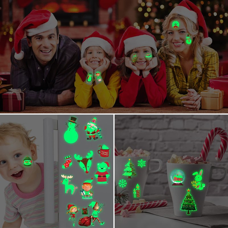 Flyftrey Tattoo Children, Waterproof Children's Tattoos (Luminous Christmas