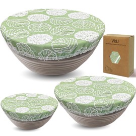 VKU Sourdough Bowl Covers, Thickened Large Elastic Cover for Bread Proofing Food Fruit Salad Storage, 100% Cotton Cloth Fabric Washable (Green)