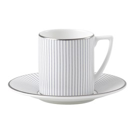 Wedgwood Jasper Conran at Pinstripe Coffee Cup & Saucer, White with Platinum Stripes (1057995)