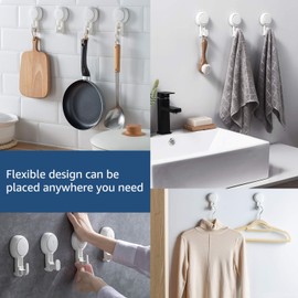 TAILI 4 Pack Suction Cup Shower Hooks for Inside Bathroom Wall, Damage-Free Hanging Towel Hook for Shower, Powerful Vacuum Suction Cup Bath Loofah Holder, Easy to Install and Remove, White