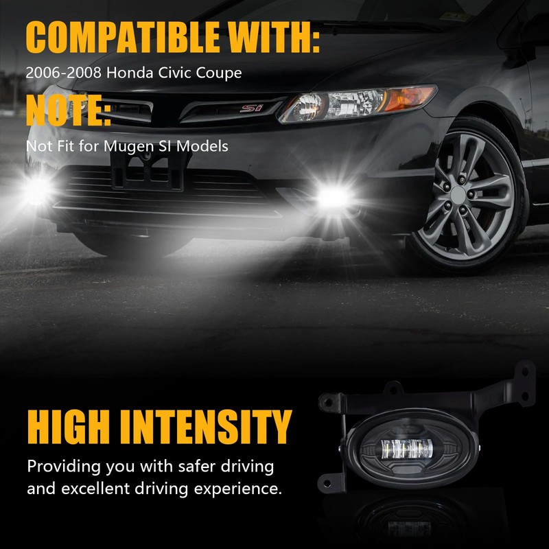 OKSIWA LED Fog Lights for 2006 2007 2008 Honda Civic