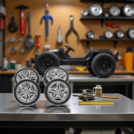 4Pcs Black Tires,48mm Simulation Rubber Wheel Tire Wheel Toy Model DIY RC Spare Parts Easy Installation Small in Size,Remote and App Controlled Vehicles and Parts,Sets