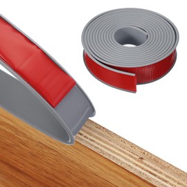 MECCANIXITY TPE U-Shape Edge Banding Self Adhesive Flexible Veneer Edging Trim 1-9/16 Inch x 13ft Furniture Edge Protector for Shelf Cabinet Table Repair Restoration (Gray)