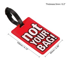 sourcing map Luggage Tag, PVC Identifier Card Holder Label, Not Your Bag Pattern Travel Bag Tag with Adjustable Strap for Baggage Suitcase, Red