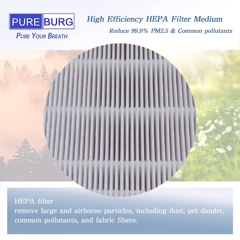 PUREBURG 2-Pack Replacement HEPA Filters Compatible with HIMOX H07 portable