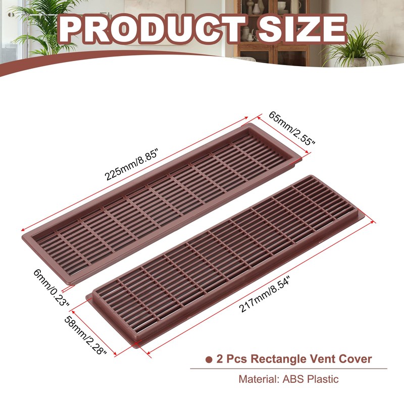PATIKIL 9 Inch Rectangle Ventilation Grille, 2 Pack Plastic Air