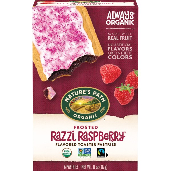 Nature’s Path Frosted Razzi Raspberry Toaster Pastries, Healthy, Organic, 11-Ounce Box (Pack of 12), Made From Real Raspberries