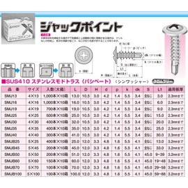 Yamahiro Drill Bis SUS410 Stainless Steel (Pacipate) Jack Point Modo Truss 0.2 x 2.8 inches (5.0 x 70 mm), SMJB70, Pack of 100