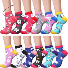 Croloose 12 Pairs Compression Socks for Nurses Dentist Dental Ankle Compression Socks Christmas Novelty Gifts for Women Men
