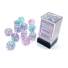 Chessex Nebula Dice Block 16mm d6 Wisteria with White Luminary (12 dice)