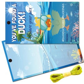 CREATCABIN 50 PCs You've Found A Duck Tags Swimming Duck Tag DIY Jeep Duck Card Double Sided in with Hole and Twine for Jeeps Car Hanging Decor Friends Lucky Pass on 3.5x2 Inch-Share Your Pics