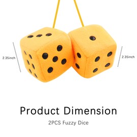 Stylish Fuzzy Dice for Car Hanging Ornament,Funny Plush Dice Rear View Mirror Accessories,Car Accessories Interior Cute Mirror Hanging Accessories (Yellow)