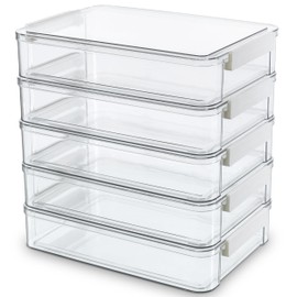 Citylife 5 PCS 6 Qt Plastic Storage Bins with Lids and Latches, Portable Project Case for Drawers, Clear Stackable File Box for Organizing A4 Paper, Letters, Documents, Art Supplies, and Crafts