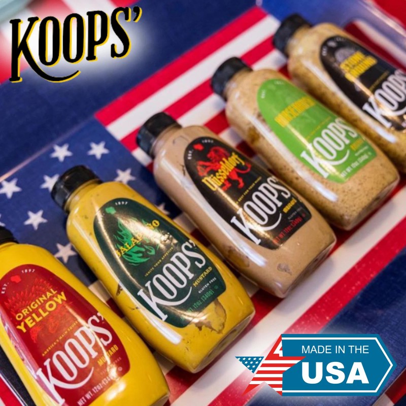 KOOPS' Horseradish Mustard Sauce 12oz Bold Flavor Condiment Squeeze Bottle