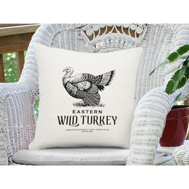 Jiaopenyou Throw Pillow Cover 18x18 Inch,Eastern Thanksgiving Wild Turkey Throw Pillow Case,Home Decor Cushion Covers for Sofa Living Room Couch Bed