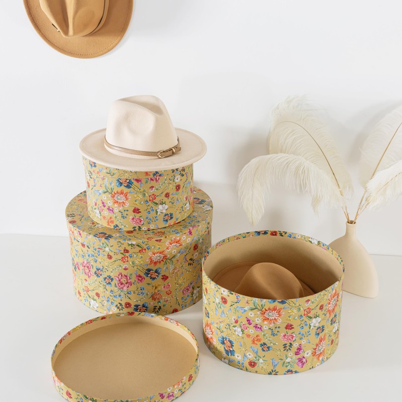 Soul & Lane Botanica Bliss Gold Round Hat Boxes with
