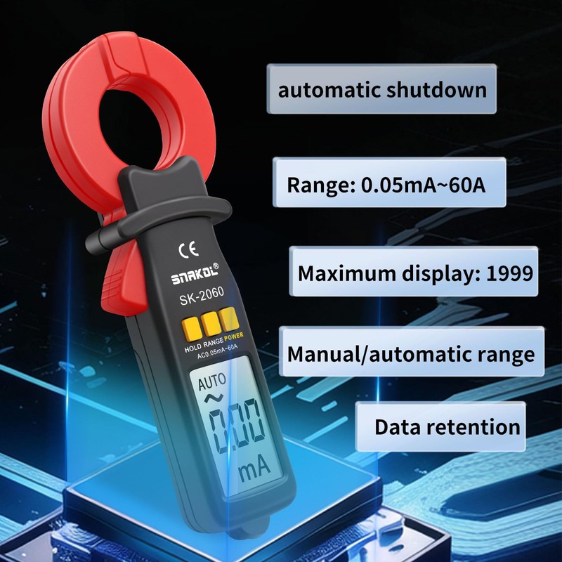SNAKOL Digital AC Leakage Low Current Clamp Meter 0.01mA Resolution