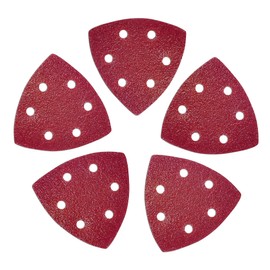 Dapetz ® Multi Tool Triangle Sanding Pads 5 PCS for Black+Decker BDERO100 93 mm Detail Sander Pads Dust-Free 6-Holes Electric Sander Sandpaper Sheets Hook and Loop 80 Grit