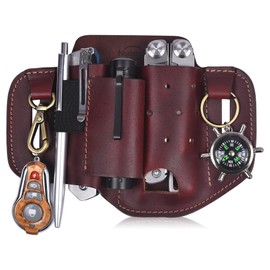 Leather EDC Multitool Sheath | Leather EDC Belt Organizer | Flashlight Holster | Heavy Duty Multitool Organizer (512 EDC)