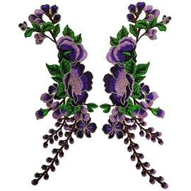Colorful Flower Floral Collar Sew Patch Applique Badge Embroidery Dress Handmade Craft Ornament Fabric Scrapbooking (Purple)