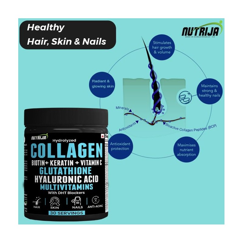 NutriJa NutriJa Collagen Powder with Glutathione, Hyaluronic Acid, Vitamin C,