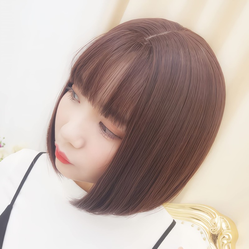 wig sweet short bob full wig bob straight semi-long natural
