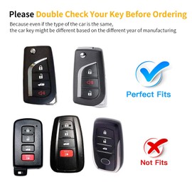 MILD EAST for Toyota Flip Key Fob Cover with Keychain for Avalon Camry Corolla Fortuner Highlander Levin Rav4 Sequoia, White, middle