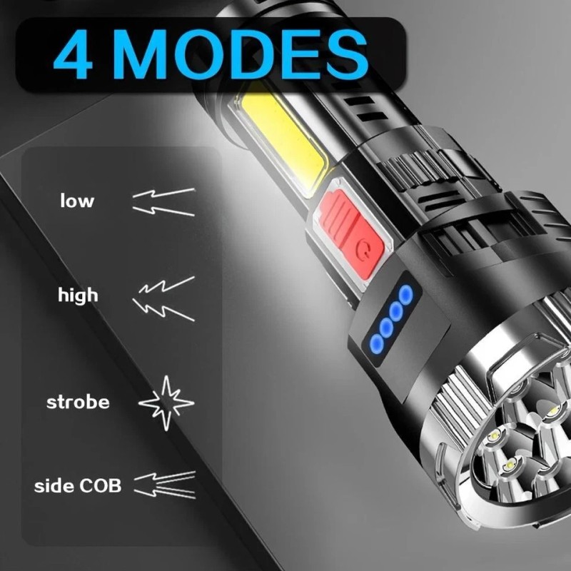 GEARGADGET LED Super Bright Flashlight Rechargeable Torch Tactical Lamp USB