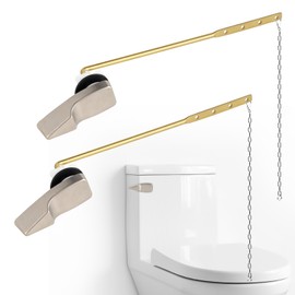 iFealClear Universal Toilet Handle Lever Flush Replacement, Front Mount Toilet Trip Lever Compatible with American Standard, Stainless Steel Flapper Chain, Solid Brass, Brushed Nickel