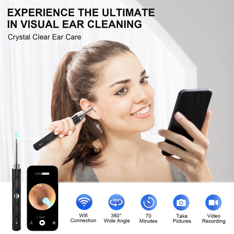 High-Definition Ear Wax Removal, Wireless Ear Cleaner, Safe and Gentle