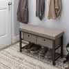 Simplify Entryway Double Shoe Taupe Storage Bench