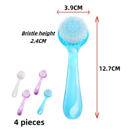 Liyquint 4 Pack Hamster Brush ,Small Animal Bath Brush with Lid Soft Cleansing Brush Massage Combs for Hedgehog Guinea Pig Rabbit Chinchilla Ferret Small Animal Grooming Tool Cleaning Supplies (Transparent color, blue, purple)