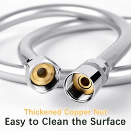 LEEFE PVC Smooth Shower Hose Flexible Anti-Kink Handheld Shower Head Hose with Brass Connections 1.25M / 49.2 Inch