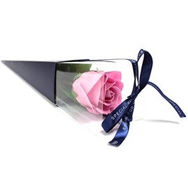 Luxury Pink Soap Rose [Single Large] Romantic Flower in Holder Box. Valentines Day, Love Pink Rose Floral Scented. Small Unique Gifts for Her.