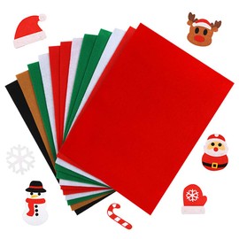 Caydo 12 Pieces A4 Christmas Felt Fabric Sheets, 5 Colors Felt Sheets Craft for Christmas DIY Decorations