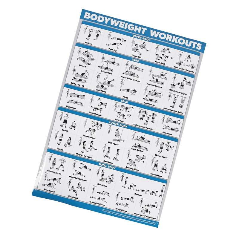 60x90cm Workout Charts Clear Rugged Easy Reading Bodyweight Exercises Poster