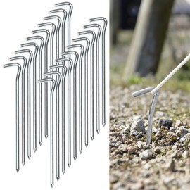 Semptec Urban Survival Technology Tent Pegs: Set of 20 XL Steel Tent Hooks for All Ground Types, 21 cm Long, 6 mm Thick (Steel Pegs, Tent Pegs Steel, Ground Spike)