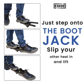 EKODE™ Durable Bootjack Extra Grip Plastic Black Boot Jack - Heavy Duty Wellington Boot Remover and Welly Boot Puller with Integrated Rubber Inlay For Garden Boots, and Riding Boots