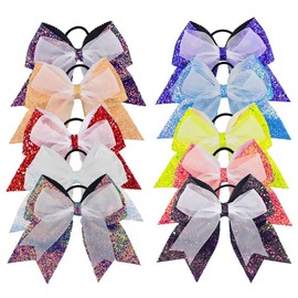 WHITE FANG ZA066 Hair Elastic Ribbon Glitter Cute Hair Accessories for Kids Girls (08: Pink)