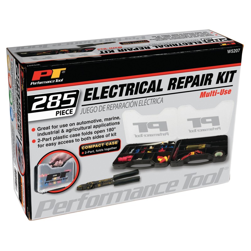 Performance Tool W5207 285 Piece Multi-Use Electrical Repair Kit, Black
