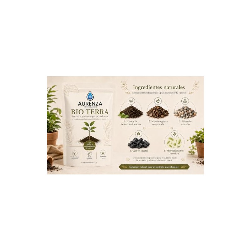 Aurenza Bio Terra Sustrato Enriquecido Humus 500 Favorece Desarrollo Saludable